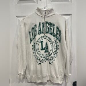 No Boundaries White and Green Los Angeles Sweatshirt women size XS. Like new